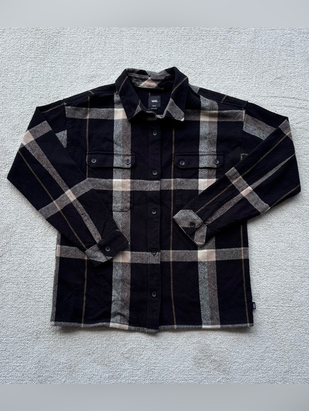 Vans Black Plaid Button-Front Shirt Jacket